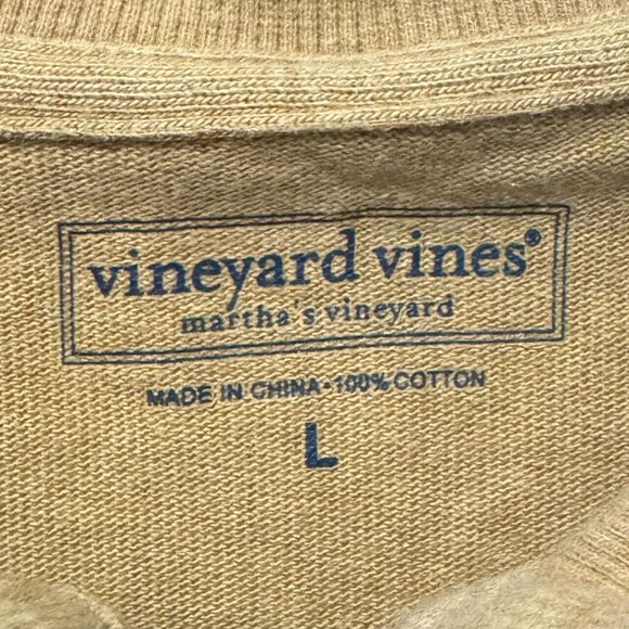 Vineyard Vines Tan Cotton Quarter Zip Pullover Sweater - Size Large - Picture 3 of 10